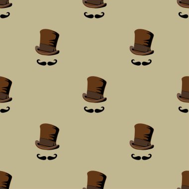 Görünmez adam steampunk stili. Şapka ve bıyık. Kart için şablon arka plan steampunk tasarımı. Vektör