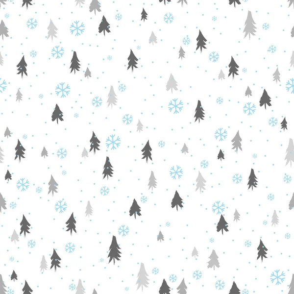 かわいい子供のような松や雪の結晶 パーティーや贈り物のためのクリスマスの背景 ベクターイラスト — ストックベクタ