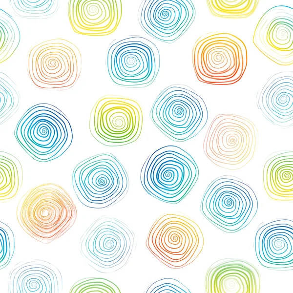 Regnbåge Spiral Linjära Cirklar Sömlöst Mönster Retro Bakgrund Vektorillustration — Stock vektor