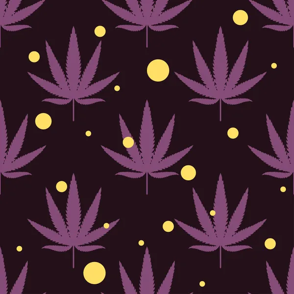 Modèle Sans Couture Avec Des Feuilles Feuilles Chanvre Marijuana Contexte — Image vectorielle