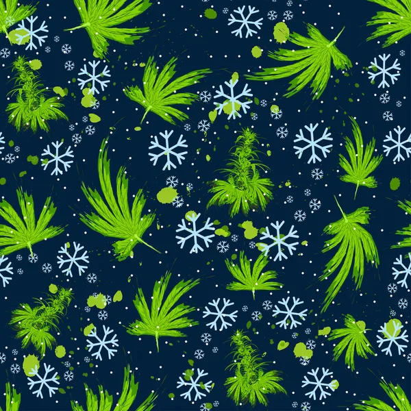 Naadloos Patroon Kerst Sneeuwvlokken Cannabisbladeren Wiet Borstel Van Hennep Marihuana — Stockvector
