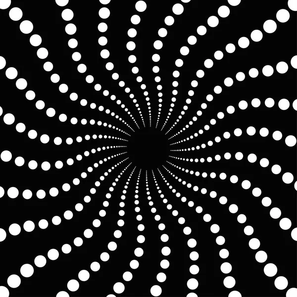 Optyczna Spiralna Iluzja Wektora Tła Kropką Psychodeliczne Paski Biało Czarne — Wektor stockowy