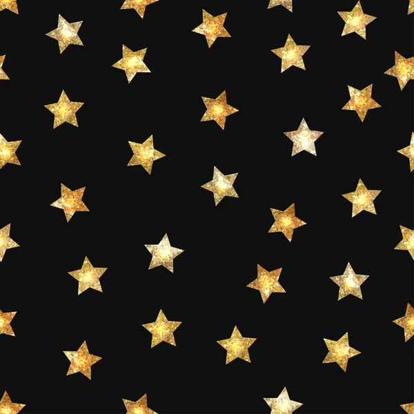 Nahtloses Muster mit goldenen Sternen. Vektor — Stockvektor