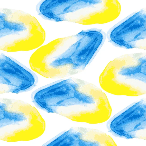 Akwarela bezszwowy wzór z kolorowymi kształtami. Niebiesko-żółta tapeta. Wektor — Wektor stockowy