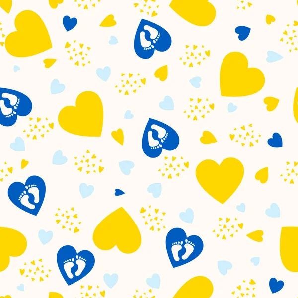 黄色和蓝色的心脏帮助象征着乌克兰国旗的婴儿。B.病媒 — 图库矢量图片