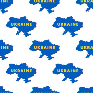 Ukrayna haritası silueti, dijital tarzda yazılıdır, Ukrayna. Popüler sanat kusursuz desen. Vektör