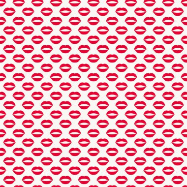 Beyaz arka planda kırmızı ruj izi var. Tasarım için simge çizimi. Dudak izi. Vektör