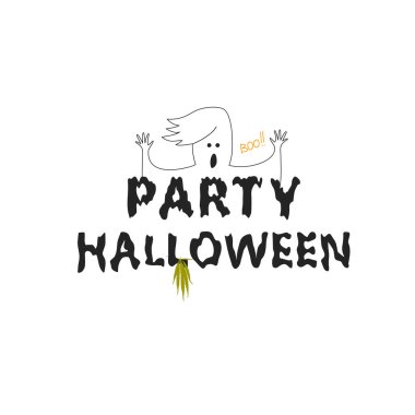 Hortlak ve kenevir yaprağıyla Cadılar Bayramı Mektup Partisi. Korku tasarımı için vektör ögesi