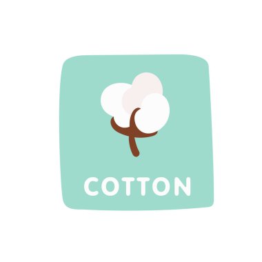 Üzerinde pamuk işareti olan etiket. Güzel etiket. Vektör illüstrasyonu