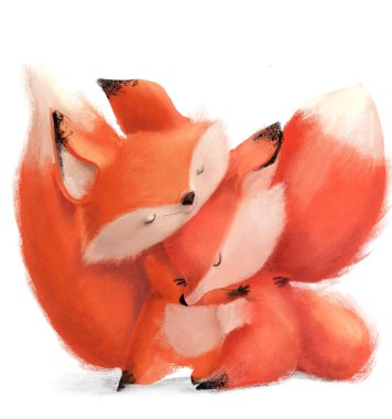 Tatlı suluboya tavşanlar - anne ve kızı