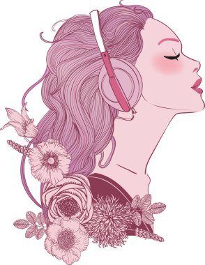 profile of young woman with headphone