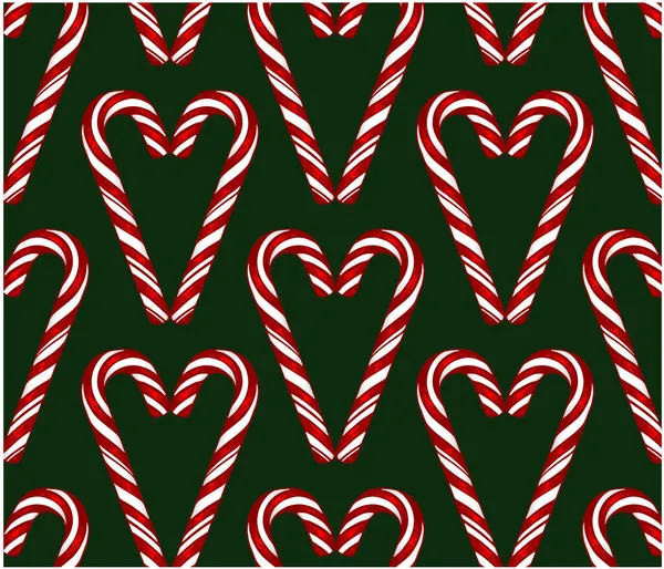 Croquis Dessin Main Motif Canne Bonbons Rouge Blanc Forme Coeur — Image vectorielle