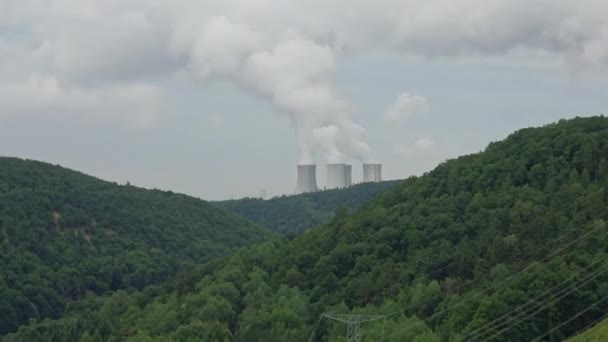 Kyltorn Ett Kärnkraftverk Kärnkraftverk Dukovany Vysocina Region Tjeckien Europa — Stockvideo