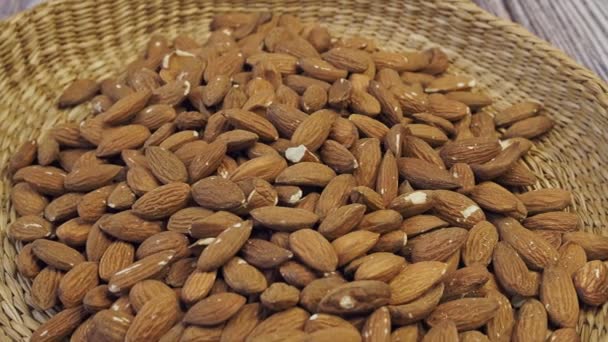 Almonds Edible Seeds Prunus Dulcis Healthy Eating Vegetarian Concept — Stock Video