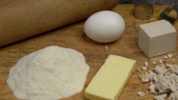 Φούρνος Φόντο Συστατικά Για Μαγείρεμα Μπισκότα Ψησίματος — Αρχείο Βίντεο