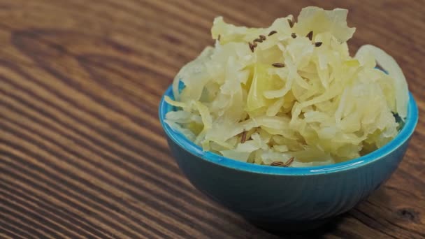 Fresh Homemade Sauerkraut Bowl — Vídeo de Stock