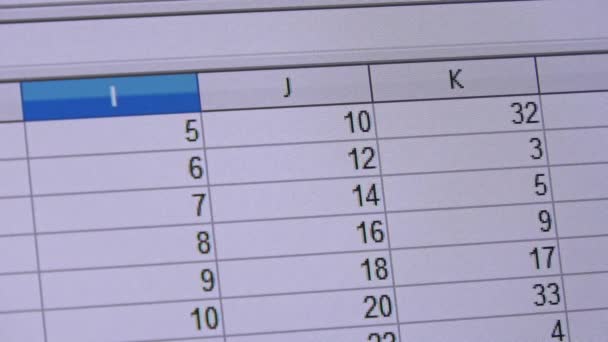 Numbers Spreadsheet Columns Increasing Numbers — Stockvideo
