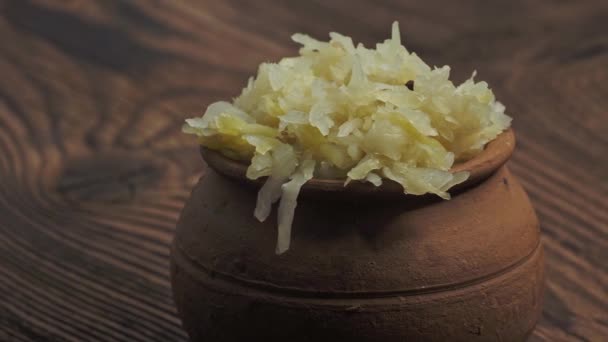 Fresh Homemade Sauerkraut Bowl — Stockvideo