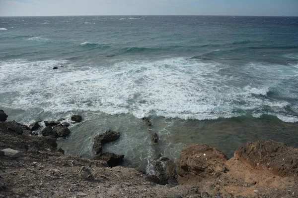 Вулканический Геологический Коркодированный Слой Faro Punta Jandia Fuerteventura Канарские Острова — стоковое фото