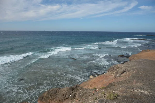 Vulkanické Geologické Korodované Vrstvy Faro Punta Jandia Fuerteventura Kanárské Ostrovy — Stock fotografie