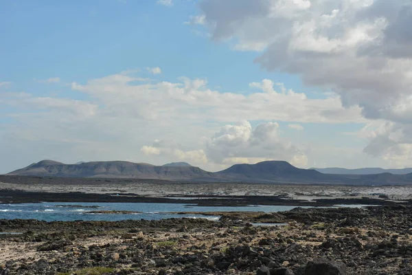 巴约巴莱那布满火山岩的海湾El Cotillo Oliva Fuerteventura加那利群岛 — 图库照片