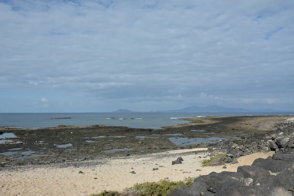 Bucht Voller Vulkanischer Steine Bajo Ballena Cotillo Oliva Fuerteventura Kanarische — Stockfoto