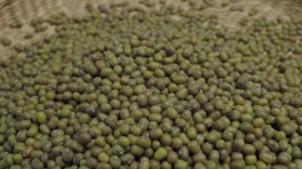 Pile Raw Green Mung Beans Vigna Radiata Seeds — Vídeo de Stock