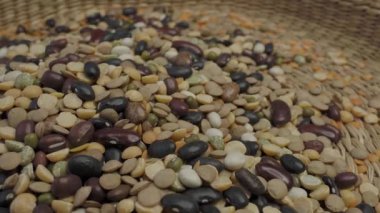 Dried legumes and cereals. Group of beans and lentils