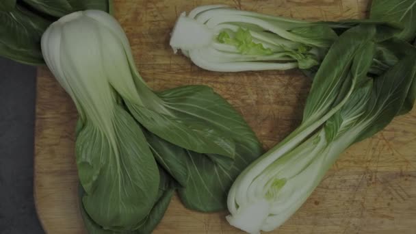 Καταδύσεις Ξύλο Κοπής Cichorium Intybus Νωπά Λαχανικά — Αρχείο Βίντεο
