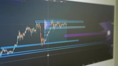 Monitör ekranında Candlestick Grafik Hareketi Kripto Para Birimi. 4 bin. Kapat.