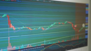 Monitör ekranında Candlestick Grafik Hareketi Kripto Para Birimi. 4 bin. Kapat.