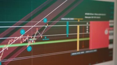 Monitor PC ekranında Candlestick Şifreleme Hareketi Çizelgesi. Büyüt