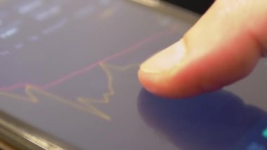 Ekran Akıllı Telefonu 'nda Hat Çizelgesi Şifreleme. Çevrimiçi Ticaret. Büyüt