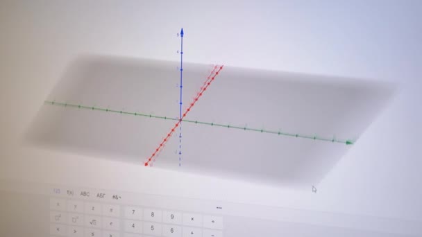 Calculadora tridimensional de modelos 3D en una pantalla de monitor de computadora. 4K. De cerca. — Vídeo de stock