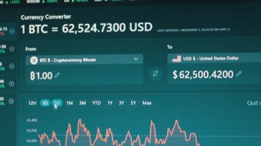 Bitcoin 'in Büyüme Dinamik Fiyatı Grafiği ekranda PC Monitörde. 4K