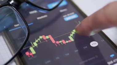 Bir Akıllı Telefon Ekranındaki Mobil Uygulamada Mum Şeması. Kapatın. 4K