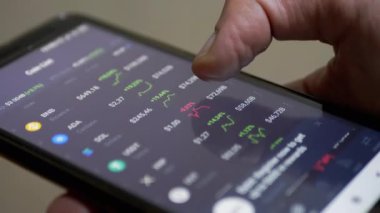 Ekran Akıllı Telefonu Uygulamasında Kripto Para Birimlerinin Grafik Dinamik Fiyatı. Kapat.