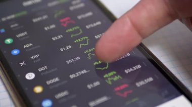 Ekran Akıllı Telefonu Uygulamasında Kripto Para Birimlerinin Grafik Dinamik Fiyatı. Kapat.