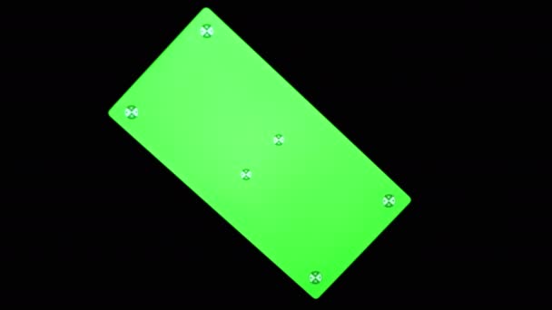 Okostelefon zöld képernyővel, Chroma kulccsal, jelölők fekete háttérrel. Közelről. — Stock videók