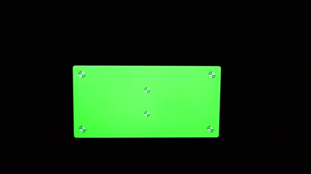 Smartphone com tela verde, Chroma Key, marcadores no fundo preto. Fechar — Vídeo de Stock