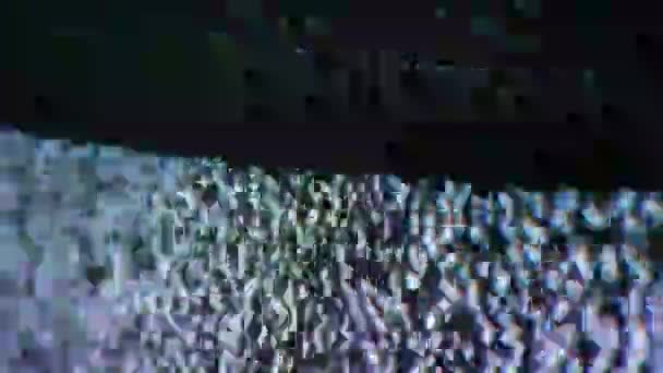 Pixeles, Interferencia Estática de Ruido Parpadeante, Distorsión, Mala, Sin Señal de TV. 4K — Vídeo de stock