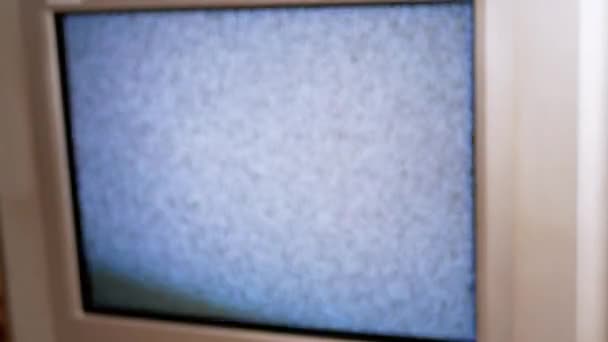 Statikus villogó zaj interferencia, torzítás, pixel, nincs TV jel a képernyőn — Stock videók