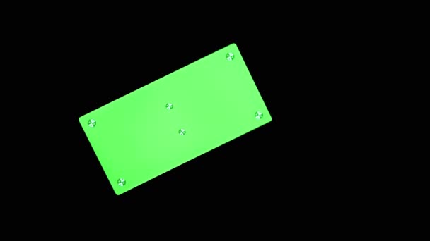 Smartphone with Green Screen, Chroma Key, Markers on Black Background. Close up — Stock Video