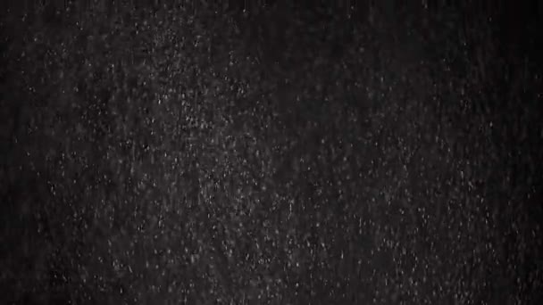 Поток Падающих Смешанных Частиц Пыли Мусора Пороха Черном Фоне Динамические — стоковое видео