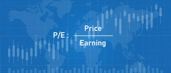 股票市场公司的PE价格与盈利比率编号值 — 图库矢量图片