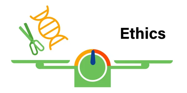 Ética questão moral no DNA genético editando dilema ético no CRISPR — Vetor de Stock