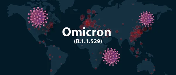 Omicron covid-19 nueva variante propagación mutación mapa mundial infección brote de riesgo — Archivo Imágenes Vectoriales