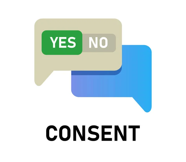 Consent concept of agreement ναι ή όχι έγκριση ή απόρριψη σε προσφορά ή ιδέα — Διανυσματικό Αρχείο