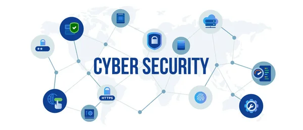 Ícone de segurança cibernética conectado símbolo da tecnologia da informação de proteção digital em uma empresa futurista — Vetor de Stock