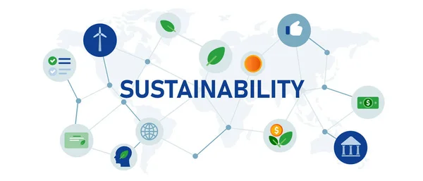 Bæredygtighed øko grøn virksomhed business illustration koncept web header ikon sæt – Stock-vektor
